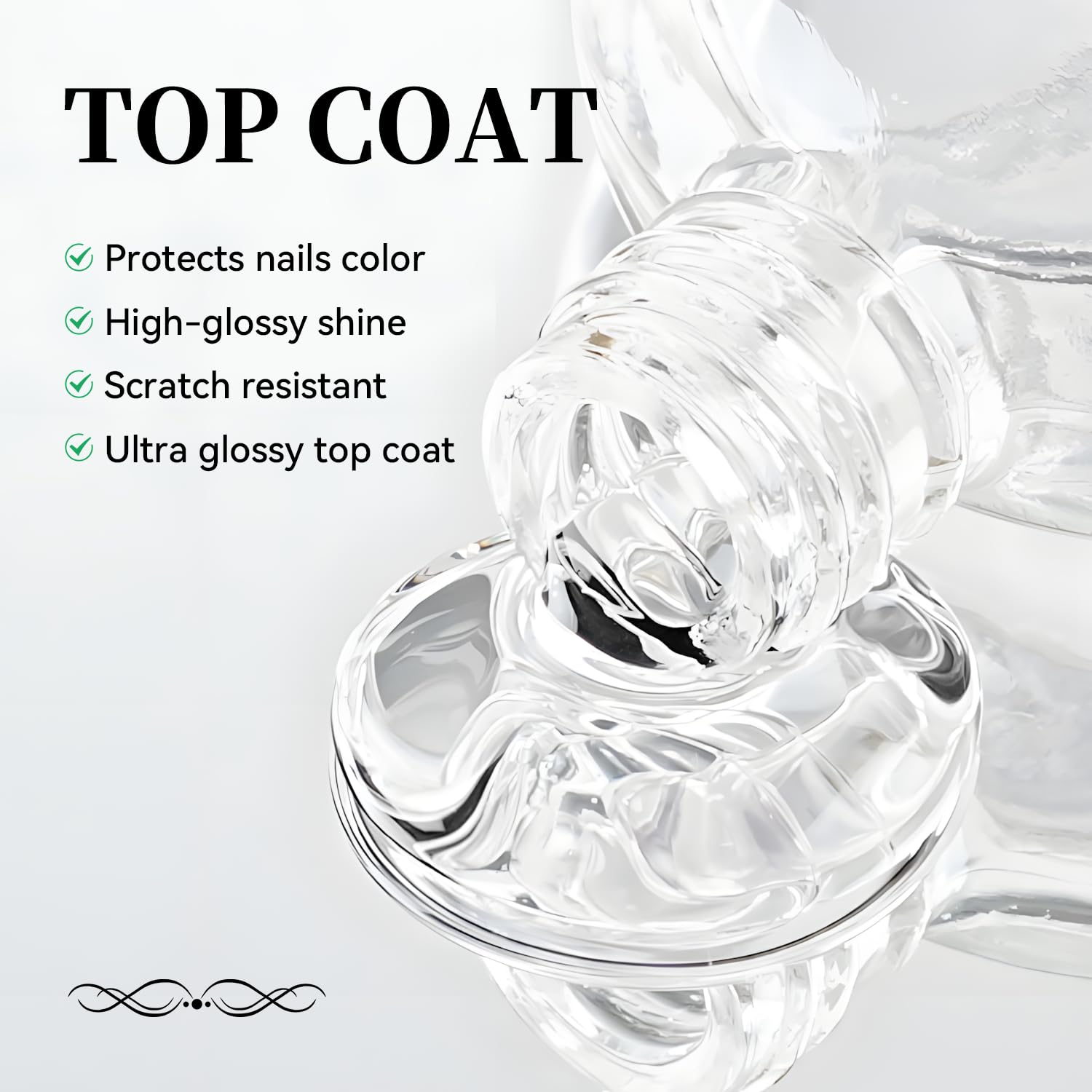 OpenLive 16.5ml Top Coat Clear Nail Polish, Quick Dry High Gloss Shine Large Volume Top Coat, Long Wear and Scratch Resistant for Women Salon DIY Nail Art