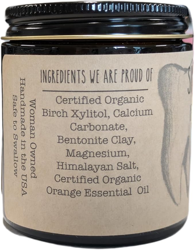 Simply Sooney Glass Jar Vegan Fluoride Free Remineralizing Tooth Powder Kid Safe Orange I Organic Ingredients