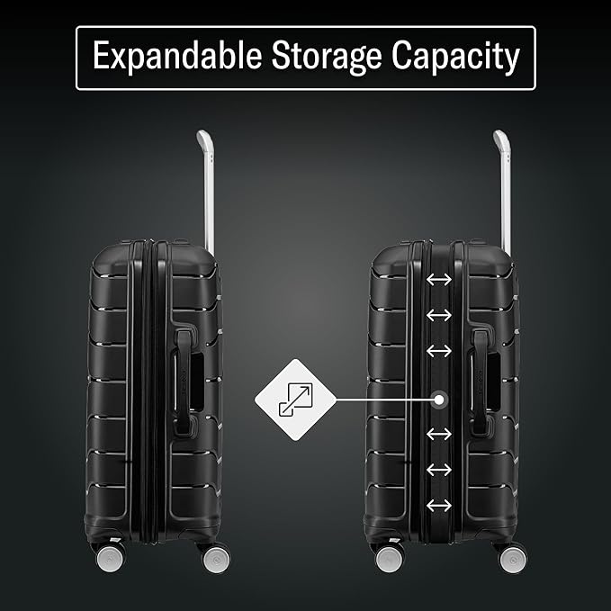 Samsonite Freeform 28-Inch Large Luggage with Dual 360° Spinner Wheels - Checked Suitcase - TSA Lock, Airline-Approved - Lightweight Durable Polypropylene Expandable Hardshell - White/Grey