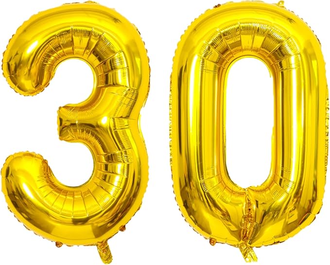 Gold Number Balloons Birthday Balloons - Giant Gold Number 30 Balloon 40 inch, Numbers Balloon 10th Birthday Decorations, Gold Party Supplies for Women Men