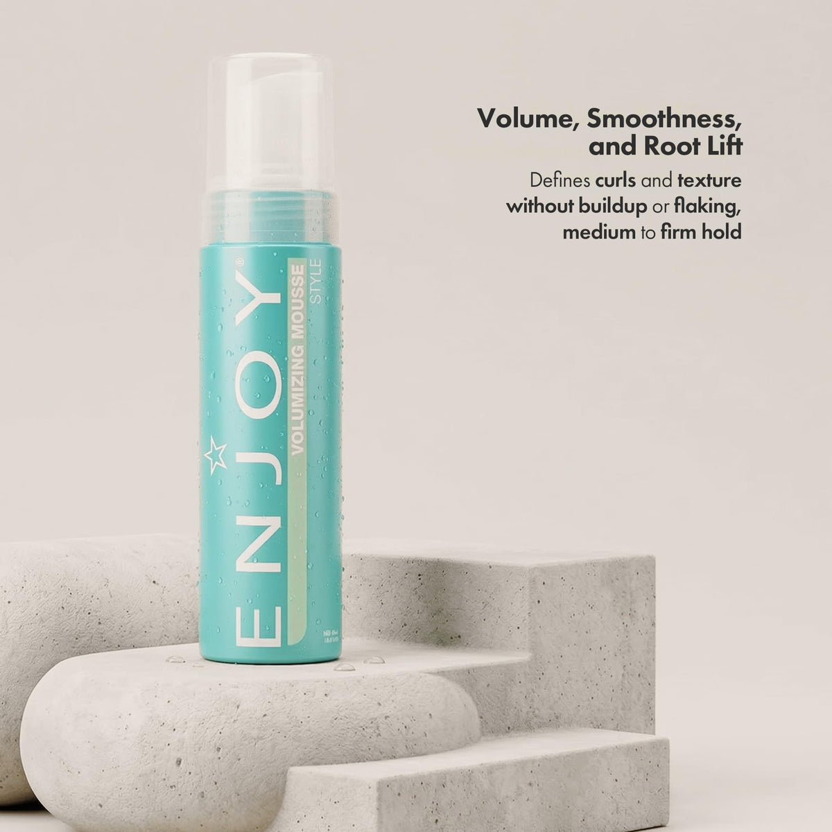 Enjoy Volumizing Mousse, Medium-to-Firm Hold for Root Lift and Curl Definition, Lightweight Styling Foam for Volume, Texture, and Smoothness, 6.8 Oz