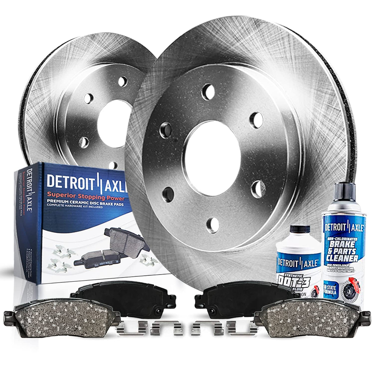 Detroit Axle - Front Brake Kit for 2004-2009 Cadillac SRX, Disc Brake Rotors Ceramic Brake Pads with Hardware 2005 2006 2007 200