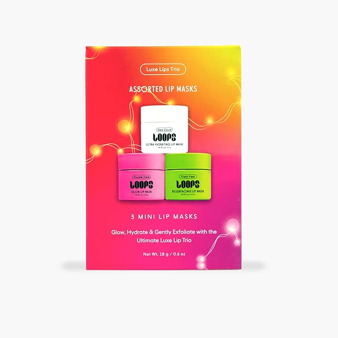 LOOPS Luxe Lips Trio Ultra Hydrating Lip Masks - Exfoliate, and Restore Hydration Below the Surface - Lip Balm - Gifts for Women