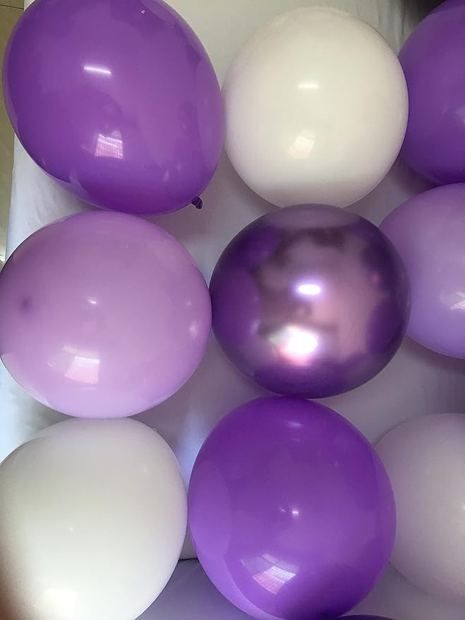 Latex Balloons White Lavender Purple– Gradient Purple color Balloons for Baby Shower Birthday Girl Wedding Anniversary Party Decorations (Voilet + Light Purple)