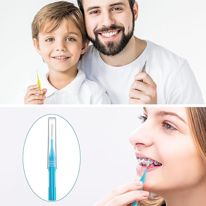 Patelai 50 Pieces Braces Brush for Cleaner Interdental Brush Between Teeth Toothpick Flosses Dental Flossing Head Oral Hygiene Tooth Cleaning Tool(Assorted Color)