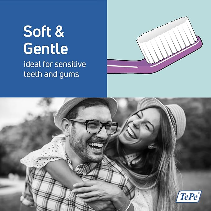 TePe Select Soft Toothbrush, Adult Soft-Bristle Toothbrush with Tapered Head and Angled Neck, Pack of 1