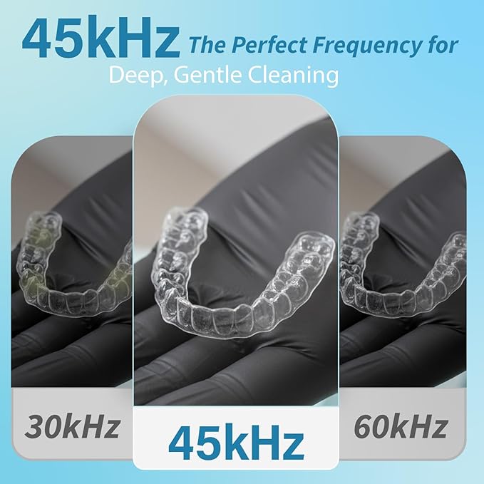 220ML Ultrasonic Retainer Cleaner Machine, 45kHz Dental Cleaning Pod for Denture WITH Digital Timer, Mouth Guard, Aligner, Night Guard, Braces, Toothbrush Heads, Jewelry