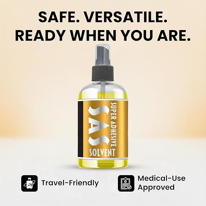 SAS Adhesive Residue Remover | Professional-Grade Cleaner for Wig & Hair Systems, Removes Wig Adhesive and Hair Glue for Wigs Residue, Gentle on Lace Glue for Wigs, Safe Non-Oily Formula | Made in USA