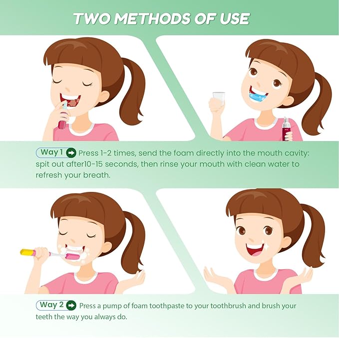 Fluoride Free Foam Kids Toothpaste - Natural Teeth Clean and Whitening Toothpaste with Mint Flavor for U Shaped Toothbrush Travel Size (Strawberry+Watermelon)