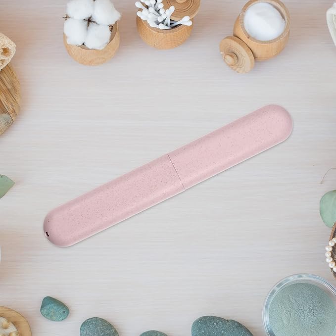 VOCOSTE 1pcs, Traveling Toothbrush Holders Case, PP Toothbrush Case for Travel Business, Pink, 8.07''x1.22''x0.83''