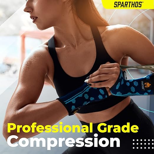 Sparthos Wrist Support Sleeves (Pair) – Compression Wrist Brace for Men and Women - Carpal Tunnel Tendonitis Arthritis Pain Relief Recovery from Wrist Pain, Strains, Sprains, Bursitis (Beige-S)