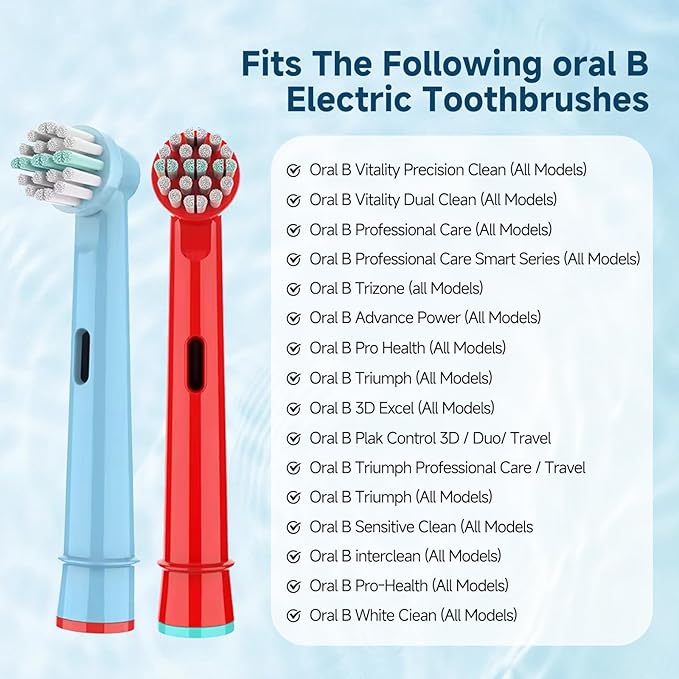 Kids Toothbrush Heads Compatible with Oral B - Electric Toothbrushes, Replacement Brush Heads with Protective Caps, 4/8/12/16 Pack (16)