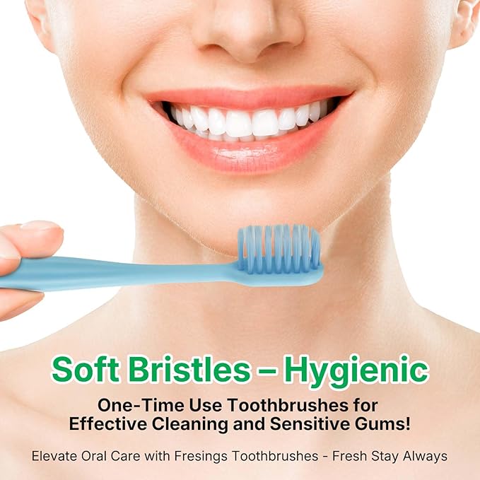 100 Pack Premium Disposable Toothbrushes Bulk – Individually Wrapped Soft Bristle Toothbrushes for Travel, Hotel Guest, Donation, Kids, Adults – Single Use, Family & Emergency Hygiene