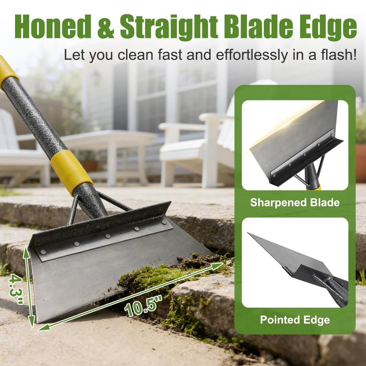 Floor Scraper Long Handle Heavy Duty, 60" Metal Ice Scraper for Driveway, Multifunctional Weed Scraper for Weed Cleaning Edging Trenching & Removing Snow Ice Dirty Moss