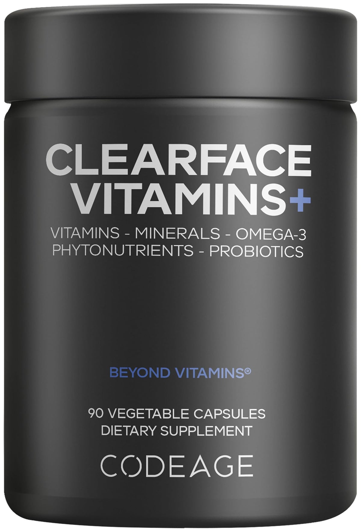 Codeage Clearface Pantothenic Acid, Niacin Supplement, Vitamins A, C, D3, E, Probiotics, Zinc, Riboflavin, Thiamin, L-Lysine HCL & Omega-3, Niacinamide, Skin Botanical Blend - Non-GMO - 90 Capsules