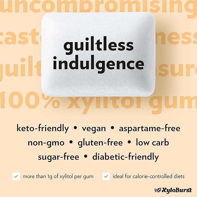 XyloBurst Gum | Xylitol Chewing Gum | Sugar Free, Gluten Free, Keto Friendly | Aspartame Free Gum For Oral Health | Fruit | 100-Count Jar