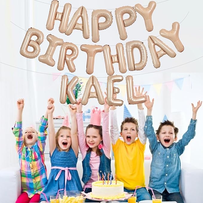 TONIFUL 65 Pcs 16 Inch Caramel Happy Birthday Balloons and 2 Sets A-Z Foil Letters Balloons DIY Personalized Phrase Banner for Birthday Celebration Halloween Thanksgiving Christmas Party Decorations