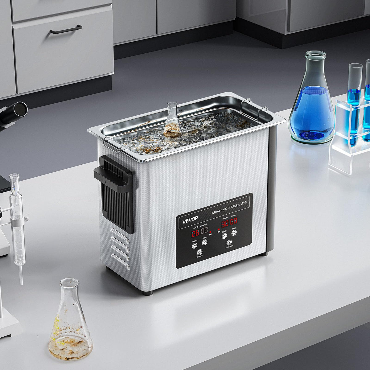 VEVOR 6L Ultrasonic Cleaner, Professional Ultrasonic Cleaner Machine with Cleaning Basket & Digital Display, 120W Stainless Steel 40kHz Cleaning Machine for Watches, Razors, Jewelry, Coins and More