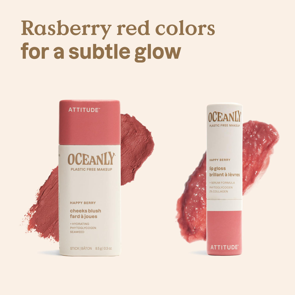 ATTITUDE Happy Berry Makeup Duo Box Set, EWG Verified, Titanium Dioxide-Free, Plastic-free, Plant and Mineral-Based, Vegan Beauty Products, Set of 2 Makeup Sticks