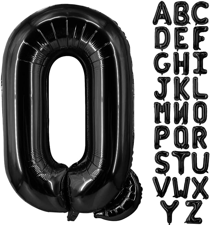 Lovoir 40 Inch Large Black Letter Q Balloons Big Size Jumbo Mylar Foil Helium Balloon for Birthday Party Celebration Decorations Alphabet Black Q