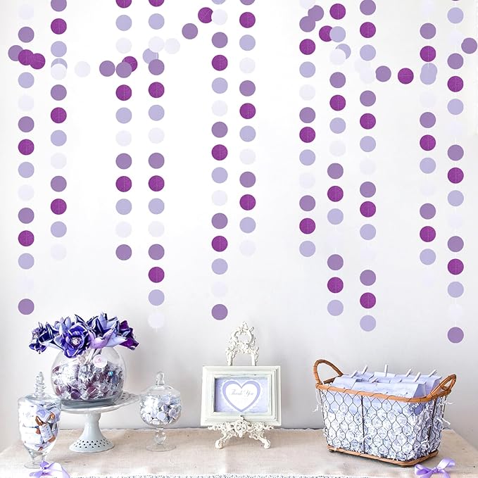 Purple-Lavender White Anniversary Party-Decoration Garland - 52Ft Women Girl Birthday Streamers Baby Bridal Shower Banner Wedding Engagement Bachelorette Graduation Lasting Surprise