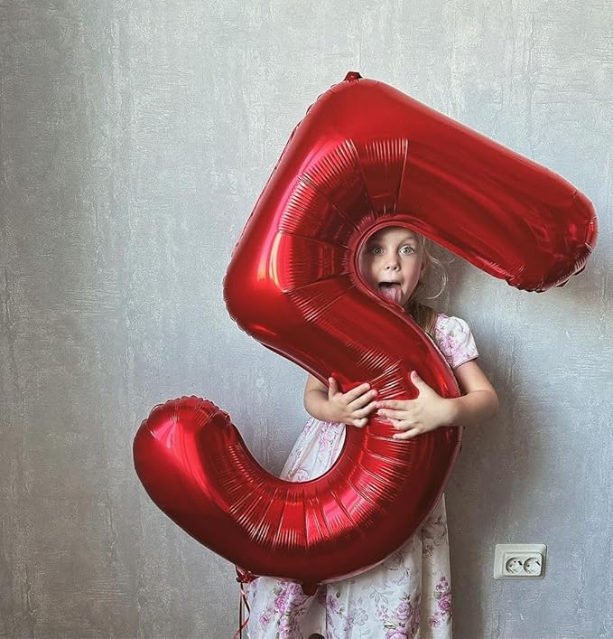 Red Number 1 Balloon for First Birthday 40 Inch, 1st One Number Balloons Birthday Decorations for Girl Boy Toddler Baby