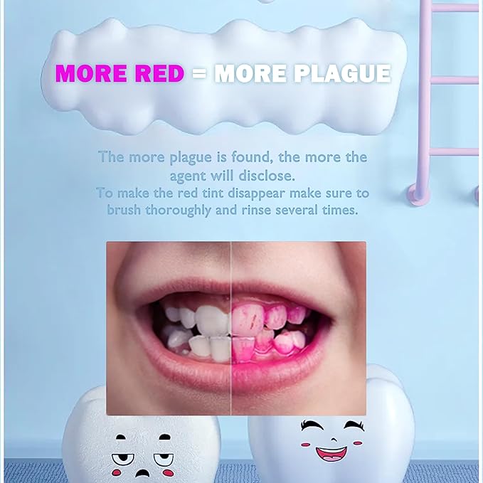 Dental Plaque Disclosing Agent, Plague Display Cotton Swab(not Tablets) Indicator, for Kids & Adults, Shows Plaque,Helps Teach Brushing Habits, Dental Care Kits, 20 Count in 1 Pack