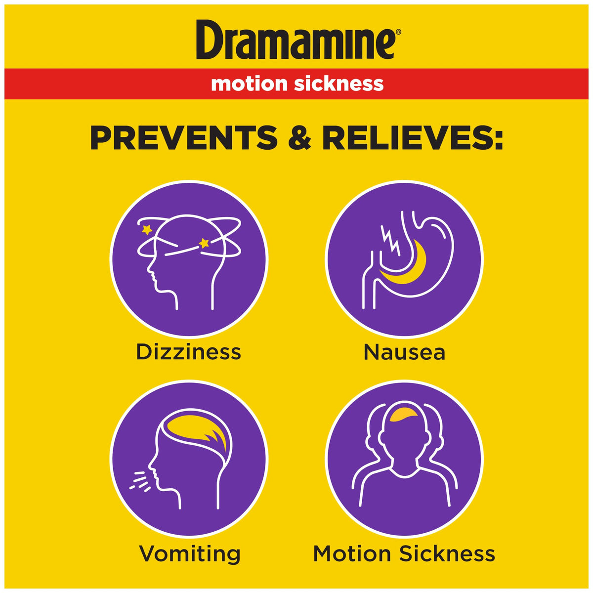Dramamine Motion Sickness Less Drowsy, for Nausea Relief During Travel, 48 Count