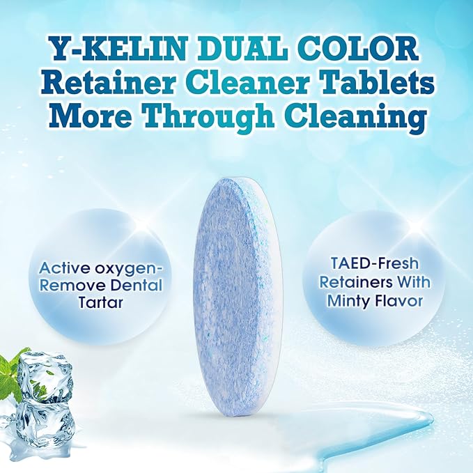 Retainer Cleaner Tablets Invisalign Cleaner Denture Cleaning Tablets,Remove Stains Away,3 Month Nature Supply - Use for Invisible Clear Aligner,Partials Full Dentures,Night Guard,Mouthguard by Y-Kelin