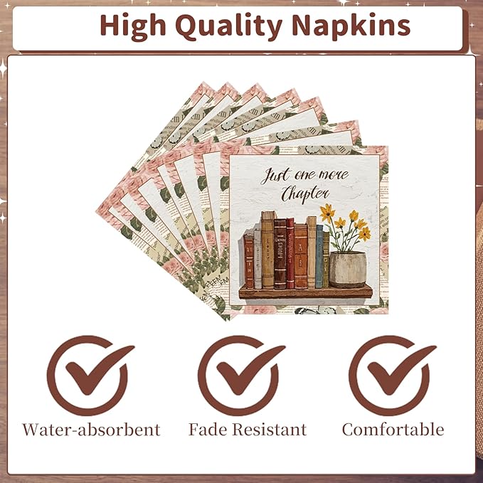 Rakuto Book Themed Party Tableware Decorations, 96PCS Book Club Paper Plates Napkins and Forks, Library Reading Club Party Decor, Serve 24