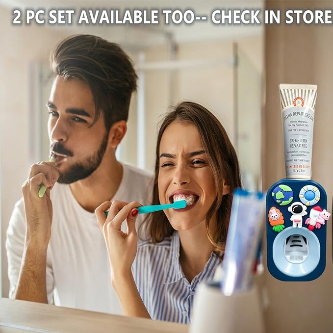 Automatic Kid Toothpaste Dispenser for Shower,Toothpaste Squeezer for Kids & Family, is Wall Mounted Bathroom Decor by Mr. Thumbs (1pc,Astronaut #2)