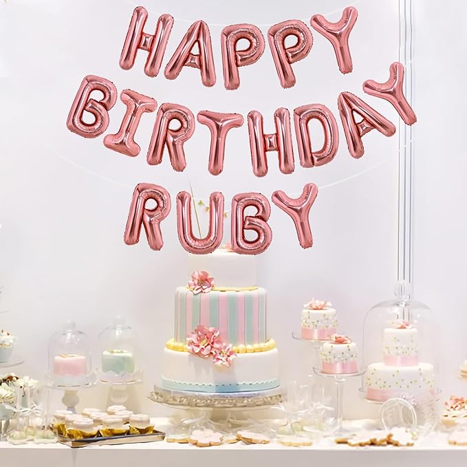 TONIFUL 65 Pcs 16 Inch Rose Gold Happy Birthday Balloons and 2 Sets A-Z Foil Letters Balloons DIY Personalized Phrase Banner for Birthday Celebration Halloween Thanksgiving Christmas Party Decor