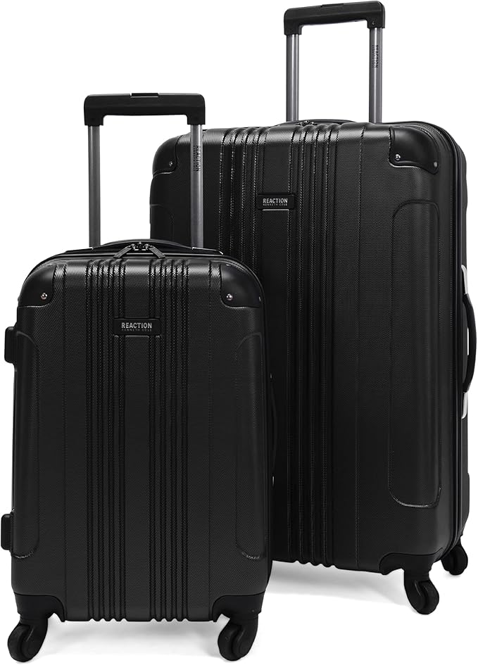 Kenneth Cole REACTION Out of Bounds Lightweight Hardshell 4-Wheel Spinner Luggage, Midnight Black, 2-Piece Set (20" & 28")