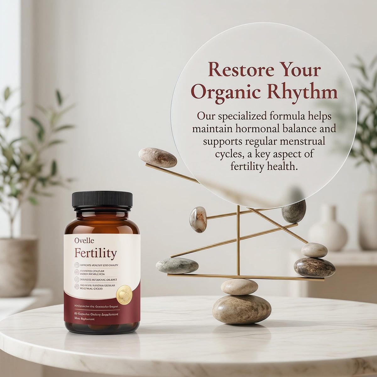 OVELLE FERTILITY Supplement for Women, Hormonal Balance & NAD+ Energy Support, 60 Vegetarian Capsules