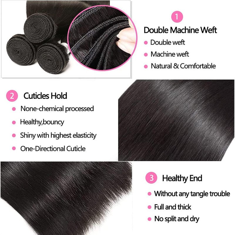Cranberry Hair Brazilian Straight Hair One Bundles 24 Inch 100% Unprocessed Brazilian Virgin Human Hair Bundles Natural Black Color