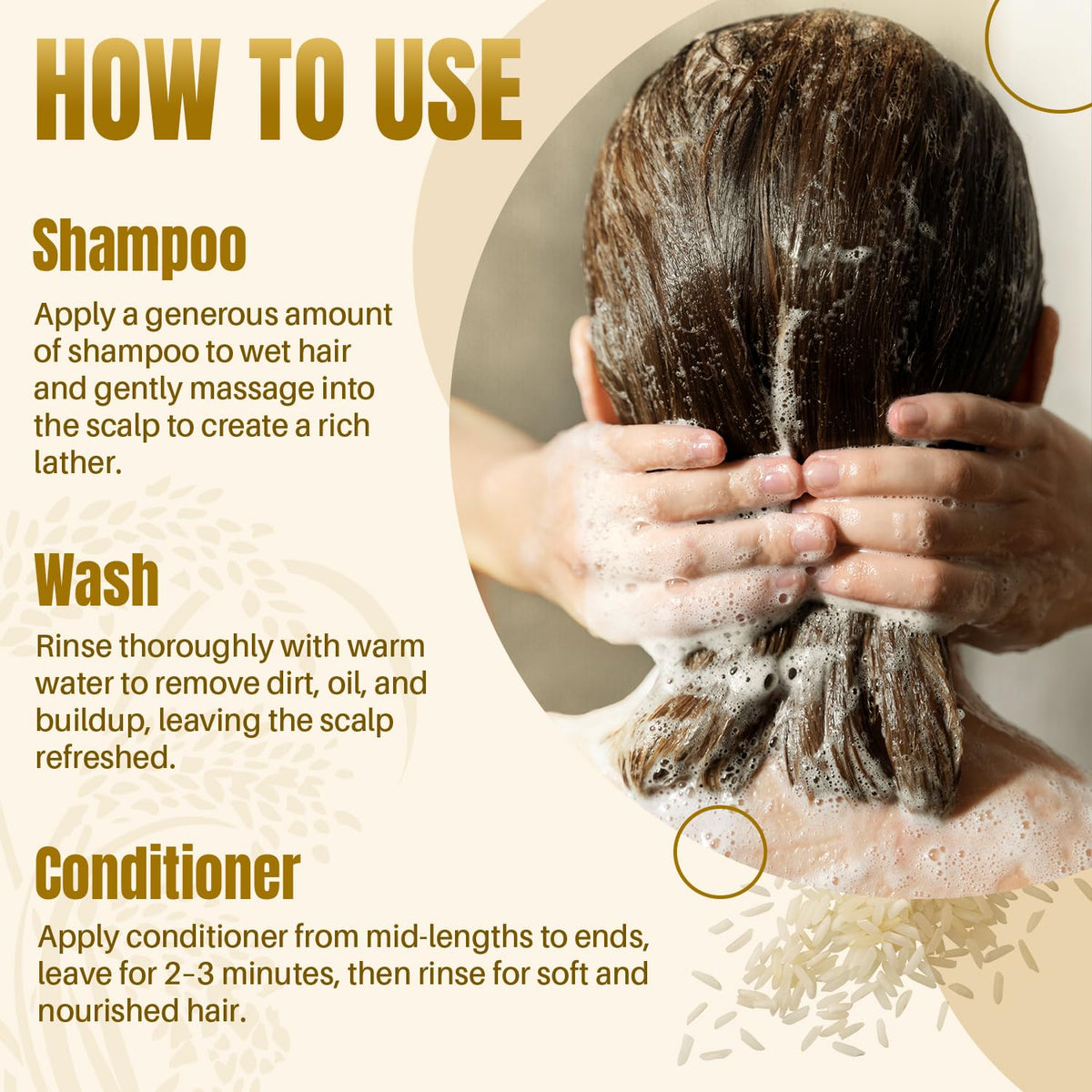 Rice Water Shampoo and Conditioner Set, Sulfate Free - 16 fl oz Each