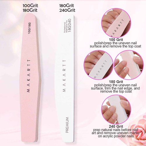 Makartt 30,000 RPM Rechargeable Nail Drill Kit – Portable Electric File with Buffer, Pink Manicure Set with Cuticle Trimmer for Professional Nail Prep
