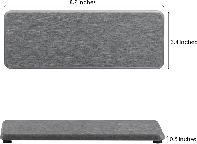 2 Pcs Water Absorbing Stone Trays, Kitchen/Bathroom Sink Soap Dish, Diatomite Tray Used for Hand Soap & Cosmetic Bottles in The Modern Home, 3.15" W x 8.7" L, Gray