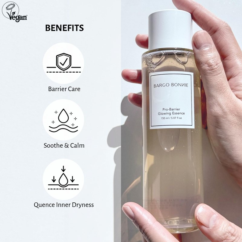 BARGO BONNIE Pro-Barrier Glowing Essence for damaged, dry, sensitive skin | Vegan & Cruelty-free