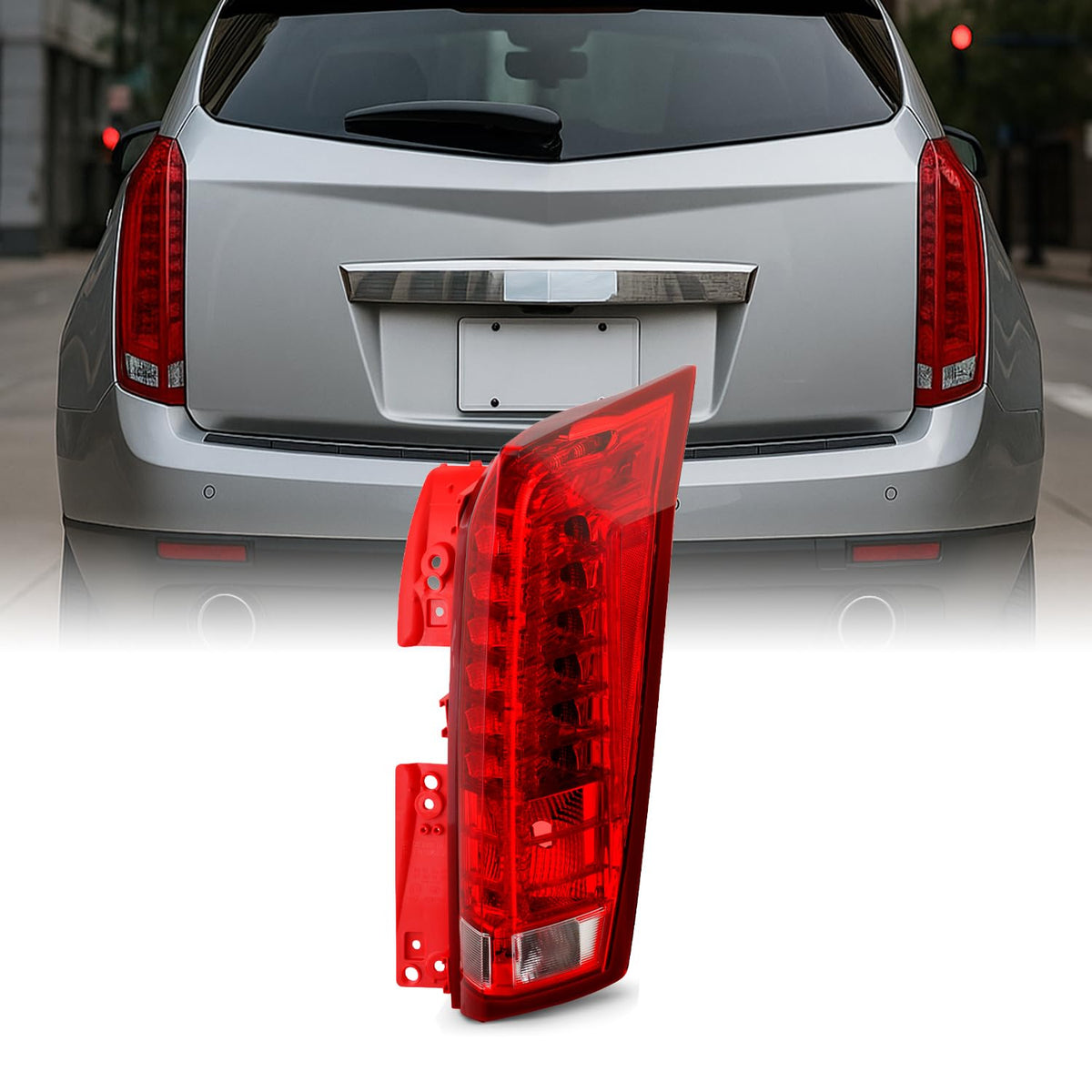 AKKON - Fits 2010-2016 Cadillac SRX LED Running Reverse Chrome Red Clear Tail Lamp Brake Light Passenger Right Side