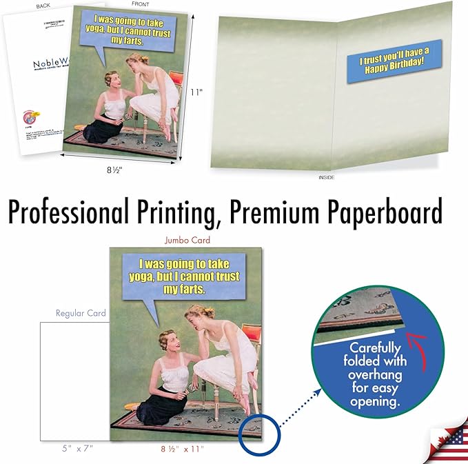 NobleWorks Oversize Hilarious Birthday Greeting Card 8.5 x 11 Inch with Envelope (1 Pack) Large Jumbo Bday Trust My Farts J1408