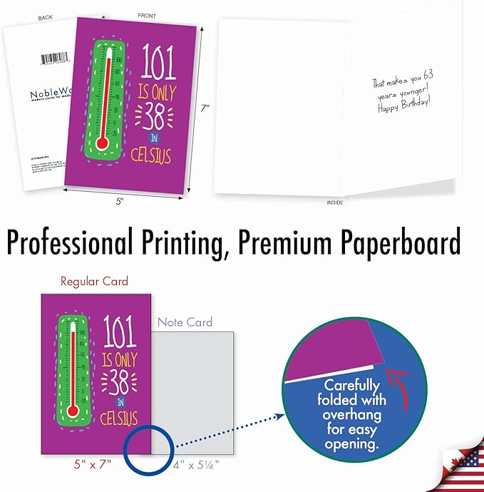 NobleWorks - Milestone Birthday Greeting Card with Envelope (4.63 x 6.75 Inch) - 101 In Celsius C2759MBG