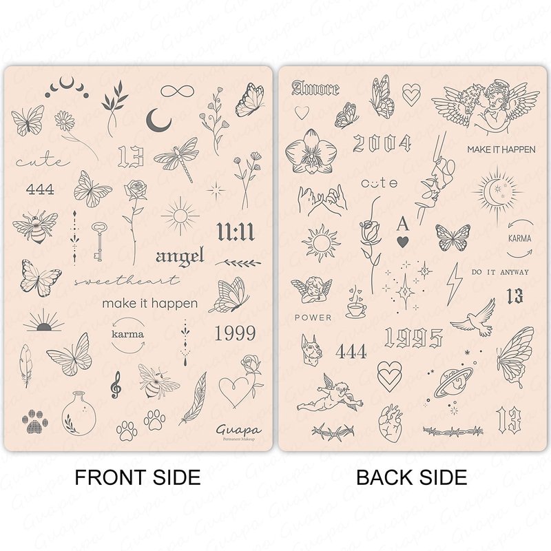 Guapa 3MM Pre-Printed Tattoo Practice Skin – 5.7×8.2"" Thick Silicone Fake Skin for Fine Line Tattoos – Realistic Double-Sided Tattoo Skin for Beginners & Artists (White 3PCS and pink 3PCS)