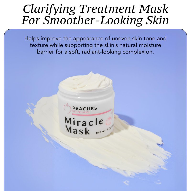 Peaches Skin Care Miracle Mask – Hydrating Face Mask with Beeswax, Avocado Oil and Pumpkin Enzymes – Exfoliating Formula for Smoother-Looking Skin – 1.7 oz