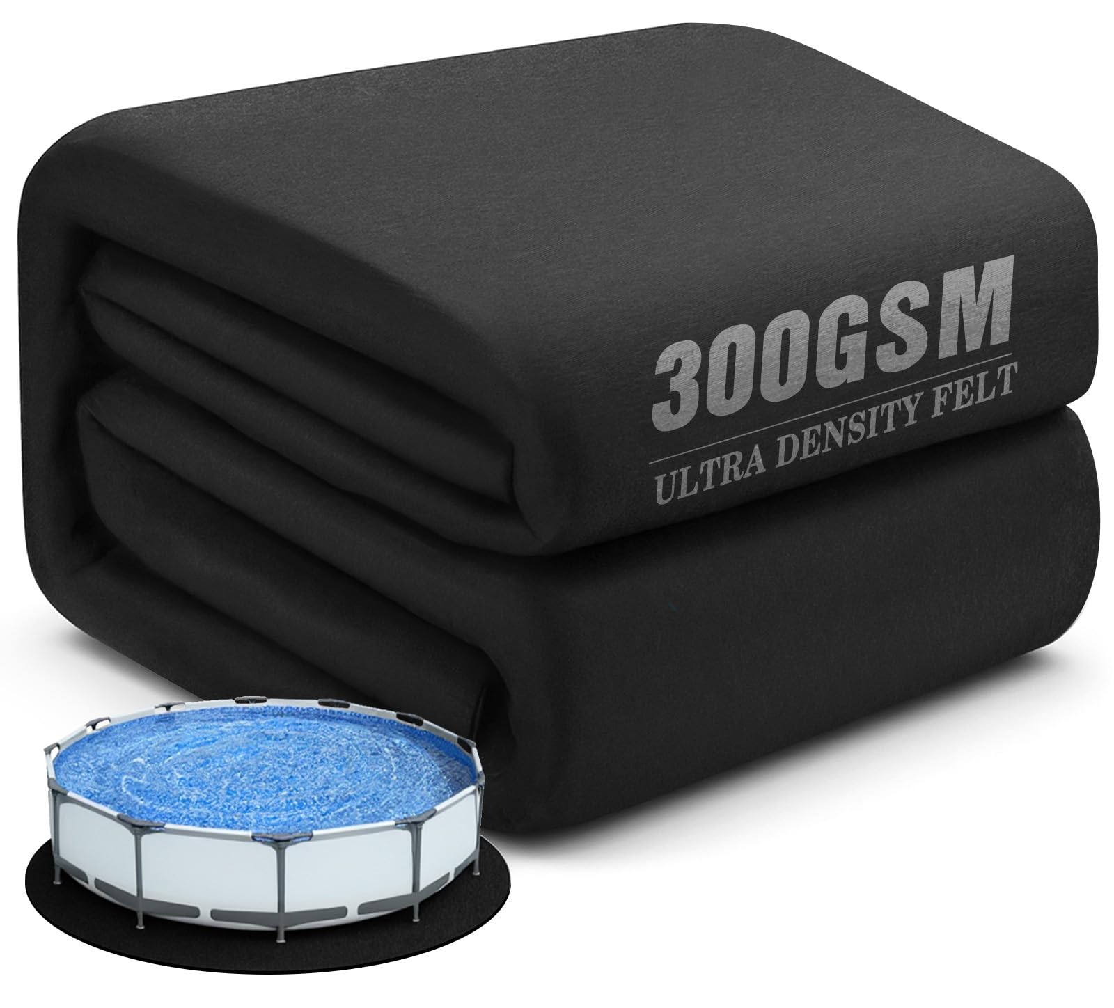 UIRWAY 18FT Round Pool Liner Pad, [2026 New 300G/M² Thicker Heavy Duty] Heavy Duty Puncture Proof Under Pool Mat for Above Ground Swimming Pools, Black Geotextile Pool Underlayment, Extend Liner Life