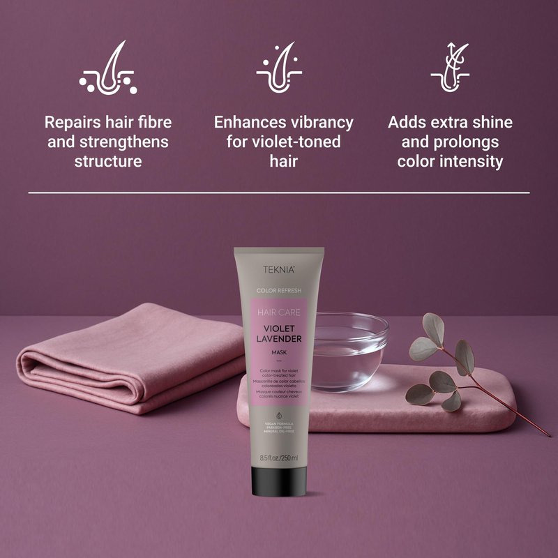 LAKMÉ Teknia Violet Lavender Color Refresh Hair Mask, Color Depositing Conditioner for Purple Hair, 8.5 Fl Oz
