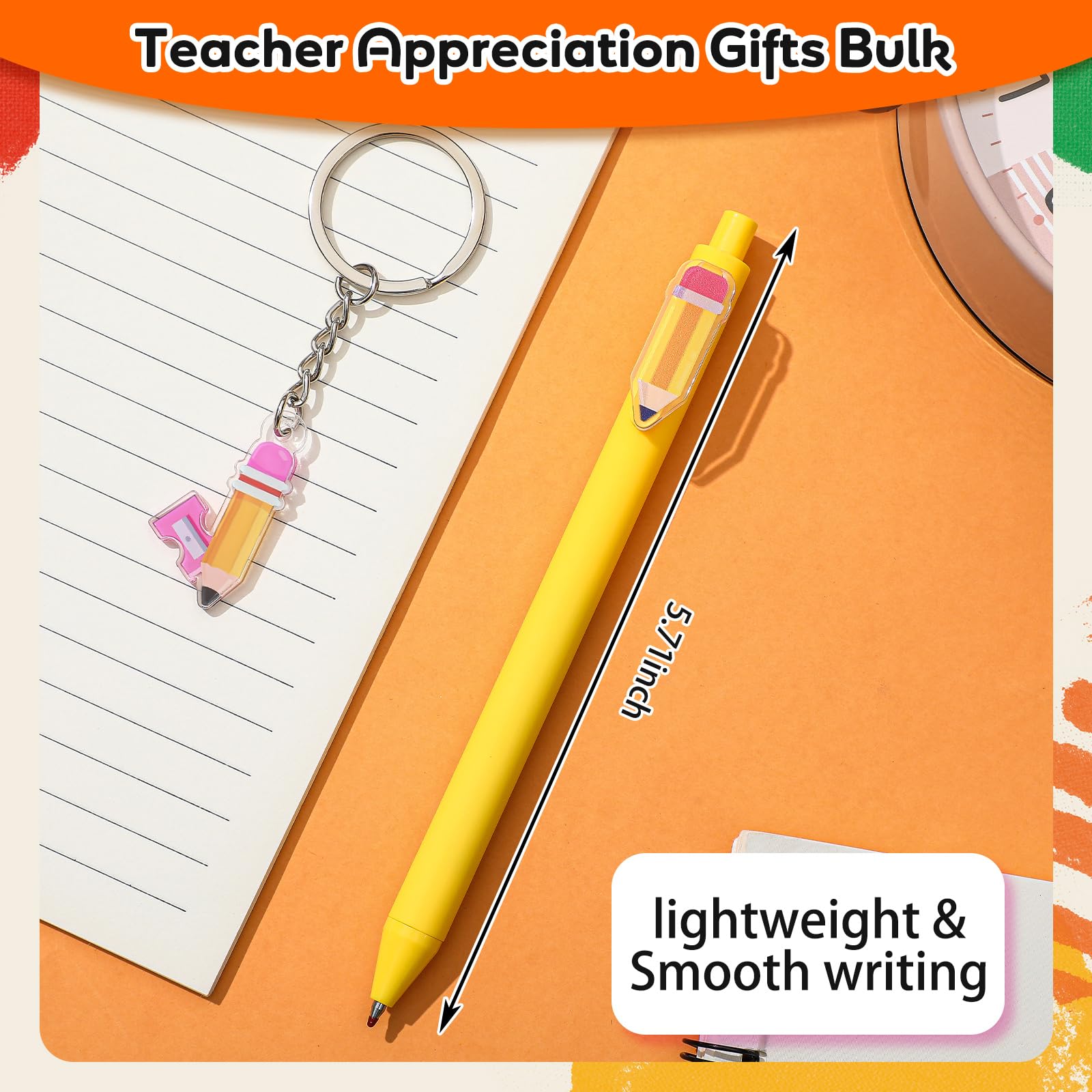 Sunnymove 36 Pcs Christmas Teacher Appreciation Gifts Bulk - Makeup Bags with Pen Keychain Pencil Theme Teacher Thank You Gifts for Women Cosmetic Bag Pouch for Mentor Lecturer
