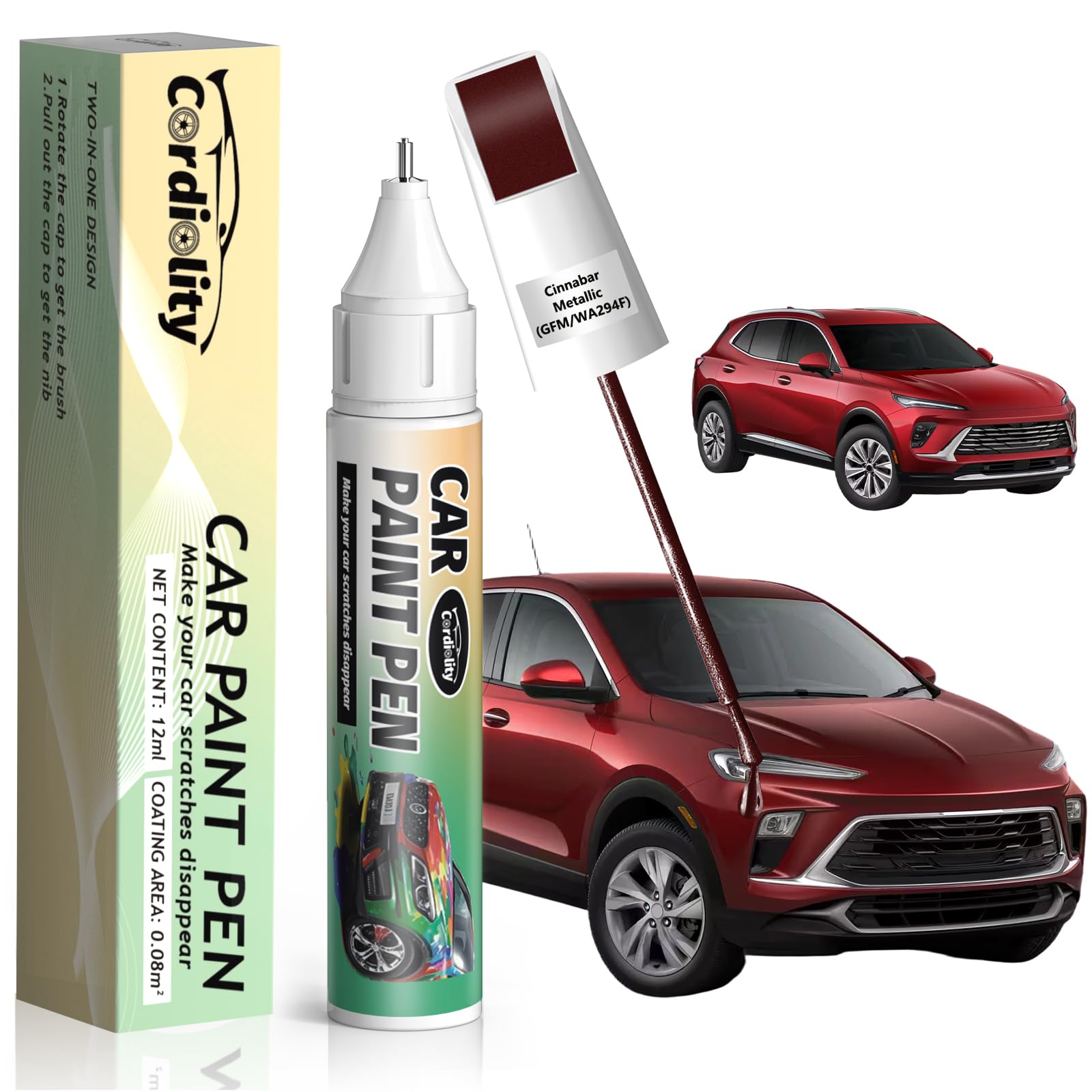 Cinnabar Metallic(GFM/WA294F) Touch Up Paint Pen for Buick,Car Paint Scratch Repair Pen Quick and Easy Fix Auto Paint Scratch