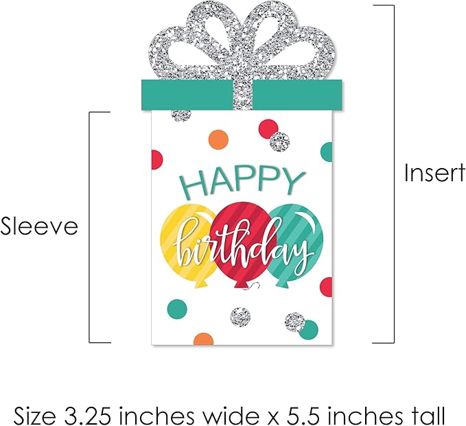 Big Dot of Happiness Colorful Happy Birthday - Birthday Party Money and Gift Card Sleeves - Nifty Gifty Card Holders - Set of 8