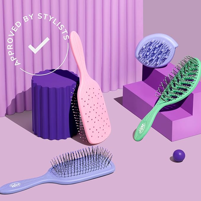 Wet Brush Go Green Mini Detangler, Purple - Detangling Travel Hair Brush - Ultra-Soft IntelliFlex Bristles Glide Through Tangles & Gently Loosens Knots While Minimizing Pain, Split Ends & Breakage